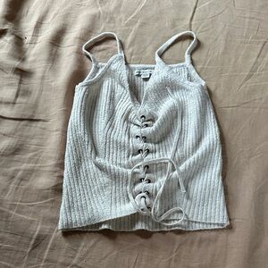 American Eagle Outfitters Light Gray Lace-Up Camisole